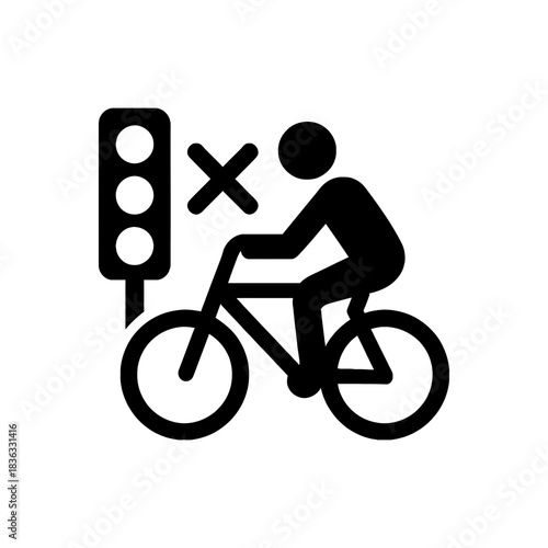 Cyclist Disobeying Traffic Signal Icon