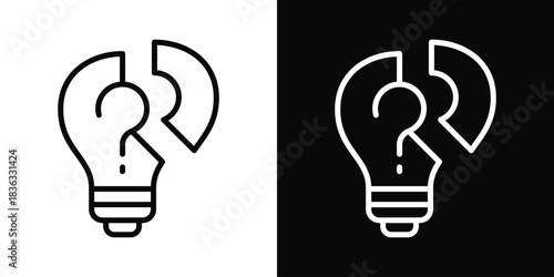 Problem Solving Icon White And Black Background Style