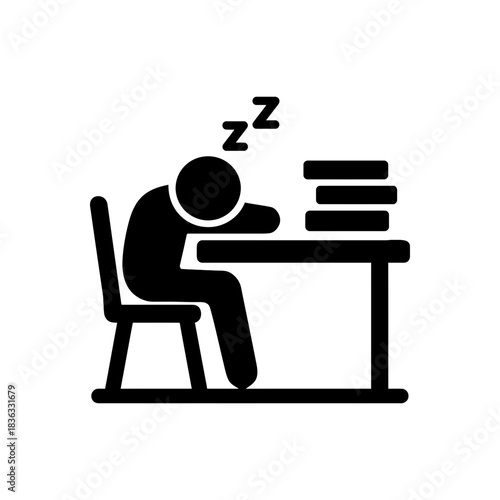 Student Overwork Fatigue Concept Icon