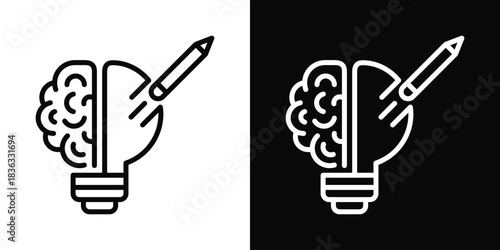Creativity Boost Icon White And Black Background Style