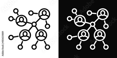 Networking Icon White And Black Background Style