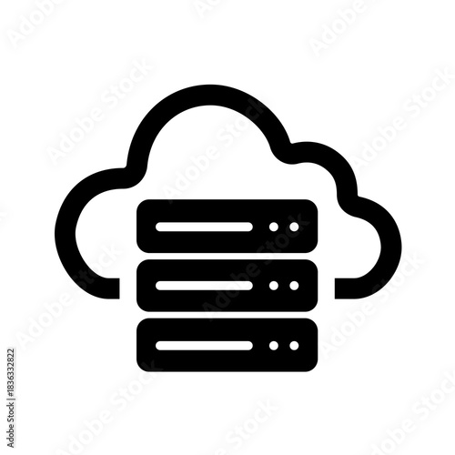 An outlined cloud server icon that highlights virtualized compute layers, enabling optimized resource distribution, automated scaling, efficient operation of cloud native workloads across environment