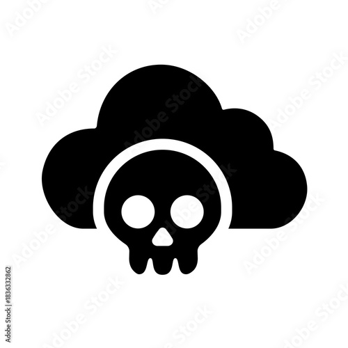 Bild auf Leinwand A solid cloud skull icon symbolizing severe cloud threats, toxic failures, data corruption, or catastrophic security breaches that endanger systems, users, and cloud infrastructures