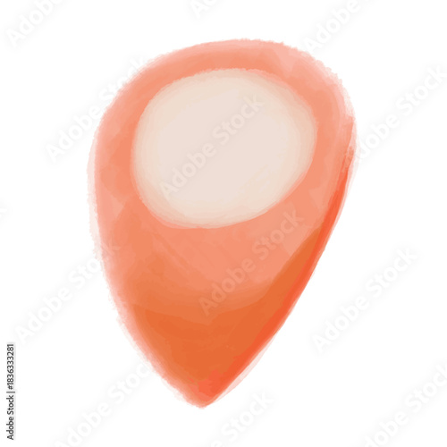 水彩風のオレンジ色マップピンアイコン（位置情報） /Watercolor Orange Map Pin Icon