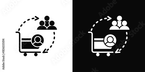 Customers Icon Set White Black Background Style