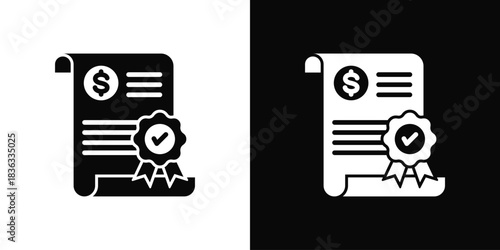 Billing Icon Set White Black Background Style