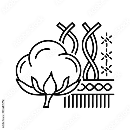 Cotton Fiber and Textile Production Outline Icon