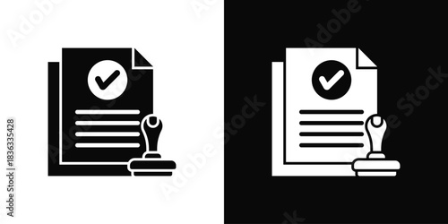 Approvals Icon Set White Black Background Style