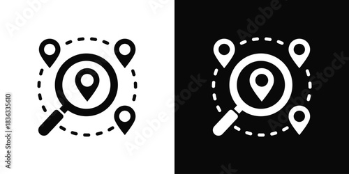 Tracking Icon Set White Black Background Style