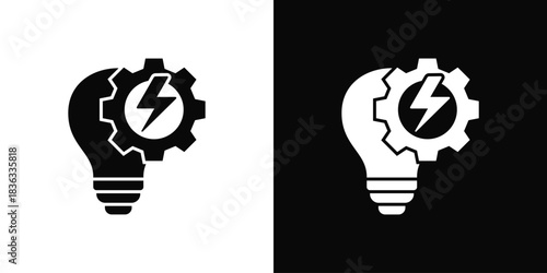 Innovation Icon Set White Black Background Style