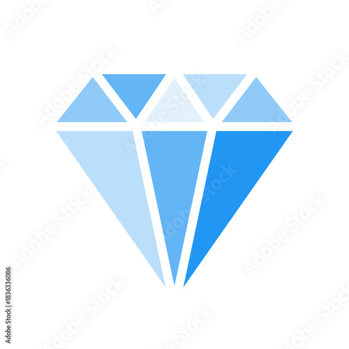 Diamond & crystal blue icon. Jewel sign. Brilliant symbol. Precious stone, gemstone concept. Editable stroke. Vector illustration. Isolated on a white background. Flat design.