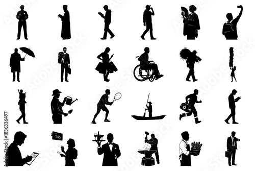People Engaged in Various Activities Silhouettes woman