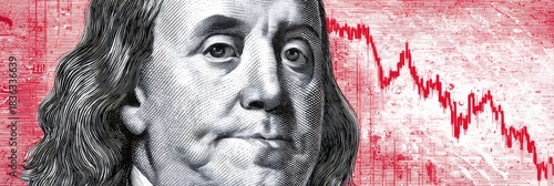 Benjamin Franklin facing stock market crash and economy recession