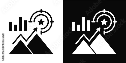 Goal Setting Icon White And Black Background Style