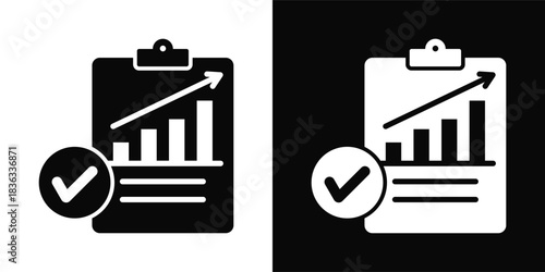 Task Completion Icon White And Black Background Style