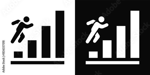 Personal Growth Icon White And Black Background Style