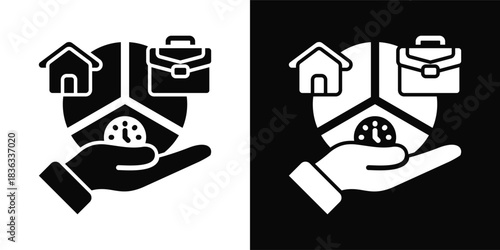 Work Life Balance Icon White And Black Background Style
