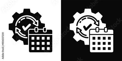 Habits Tracker Icon White And Black Background Style