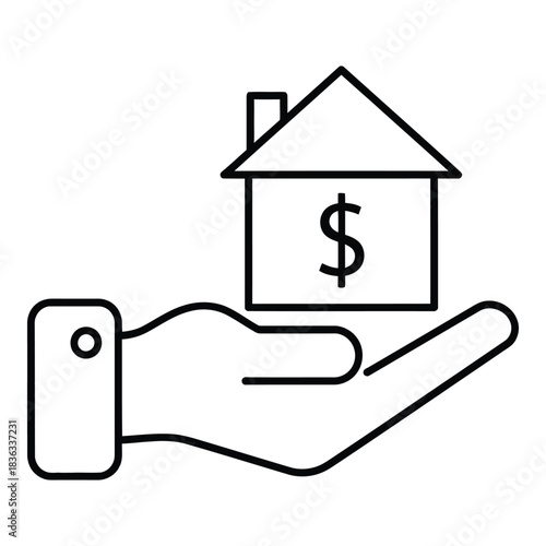 Hand holding house with dollar sign representing real estate finance