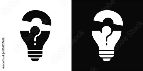Problem Solving Icon White And Black Background Style