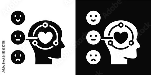 Emotional Intelligence Icon White And Black Background Style