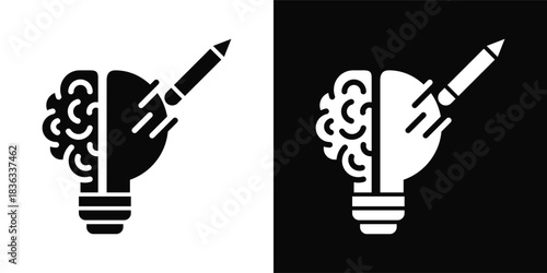 Creativity Boost Icon White And Black Background Style