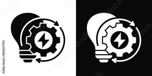 Energy Management Icon White And Black Background Style
