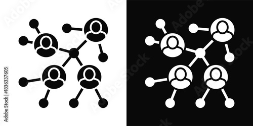 Networking Icon White And Black Background Style