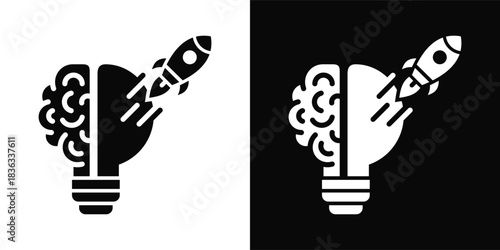 Creativity Boost Icon White And Black Background Style