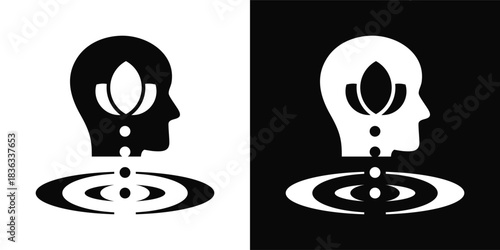 Mindfulness Icon White And Black Background Style