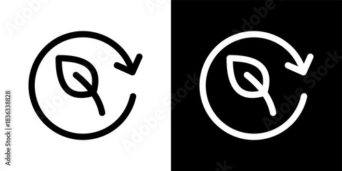 Circular Economy Icon Set in Outline Black and White Style Vector Illustration