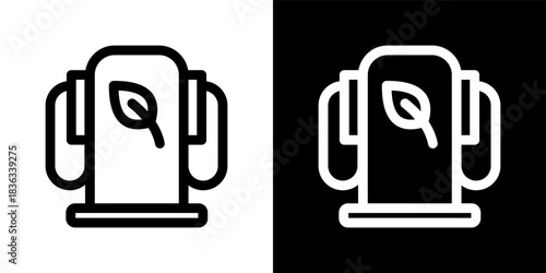 Biofuel Icon Set in Outline Black and White Style Vector Illustration
