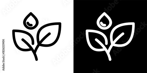 Water Conservation icon set in outline black and white style vector illustration