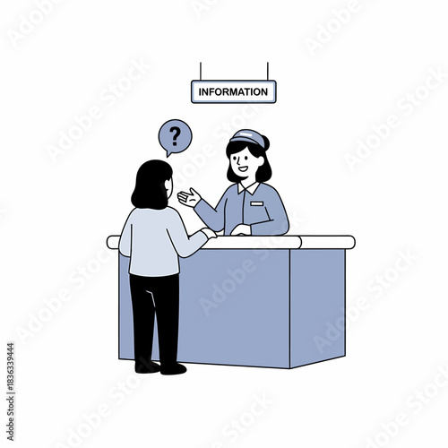 Female customer asking question at information service desk