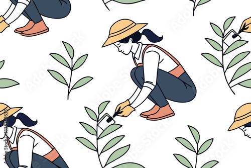 gardener watering flowers
