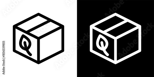 Eco-Friendly Packaging icon set in outline black and white style vector illustration