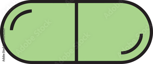 Medicinal Pill: A singular, green pill, its simple design representing health and pharmaceutical care.