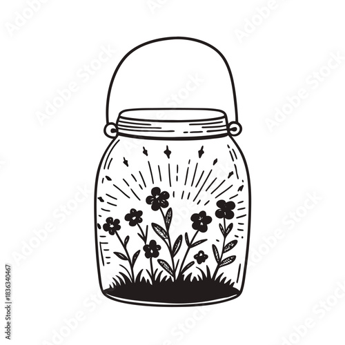 Glass jar with lid containing honey or jam, isolated on a white background, ready for your food or kitchen object project