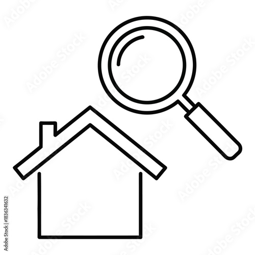 House hunting with magnifying glass for real estate purchase and investment