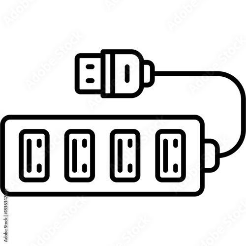USB Hub Outline Icon