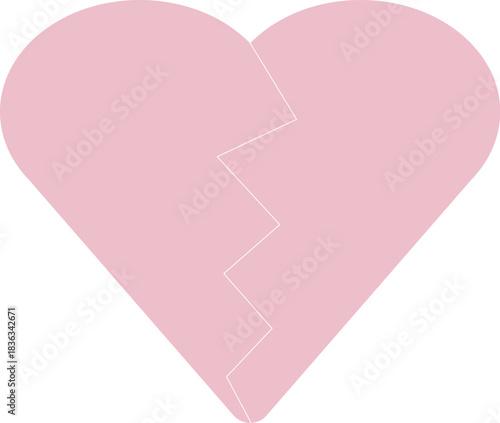 Broken Heart Pastel Pink (White Line) / 白ラインの割れたハート（パステルピンク）