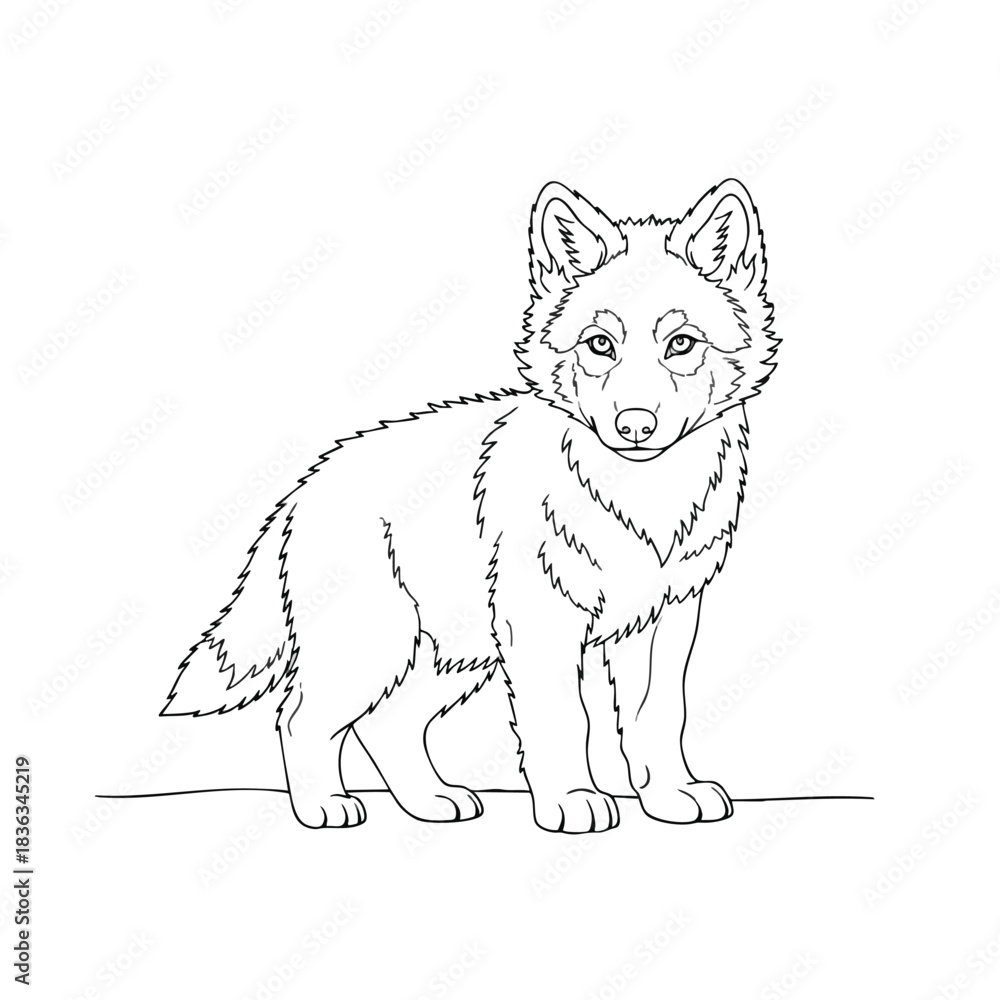 Obraz premium Dotted Line Illustration of a Wild Canine