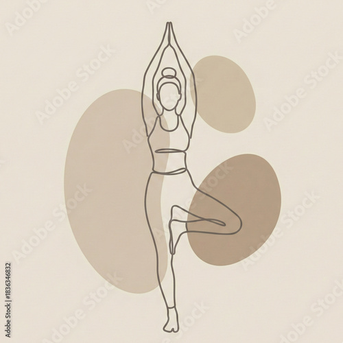Serene woman gracefully balances in tree pose, embodying calm focus and mindful movement for holistic wellness and mindful living