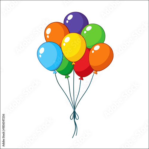 Colorful birthday party balloons isolated on white background decoration vector illustration bunch