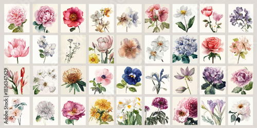 A beautiful collage of various delicate floral illustrations and photographs with a vintage aesthetic