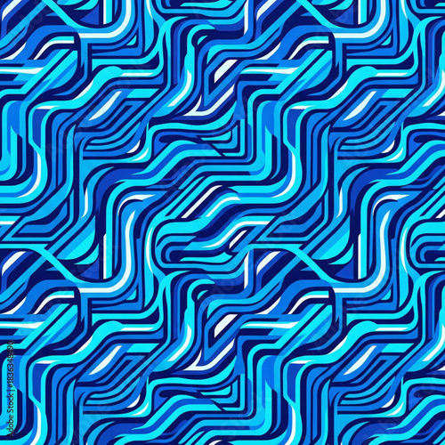 Dynamic abstract blue wavy lines pattern creates a modern, flowing visual representing connectivity and technology with vibrant energy
