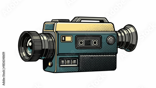 Vintage Super 8 Film Camera with Dual Lenses and Cassette Slot.