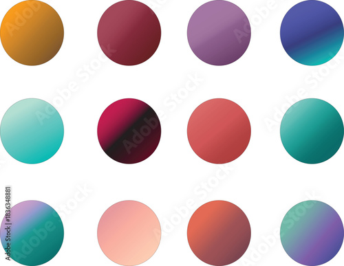 Vibrant Circle Collection: A collection of twelve colorful gradient circles, each radiating its own unique hue, creating a harmonious and eye-catching visual experience.