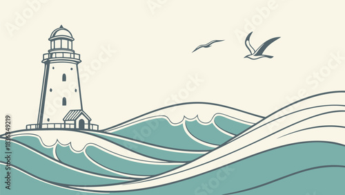 Lighthouse Standing Against Ocean Waves
