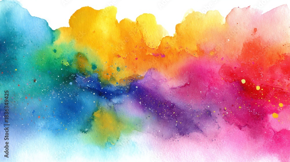 Obraz premium Vivid Rainbow Watercolor Background Abstract Art 